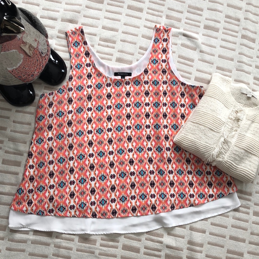 Relativity Layered Sleeveless Dressy Tank XL